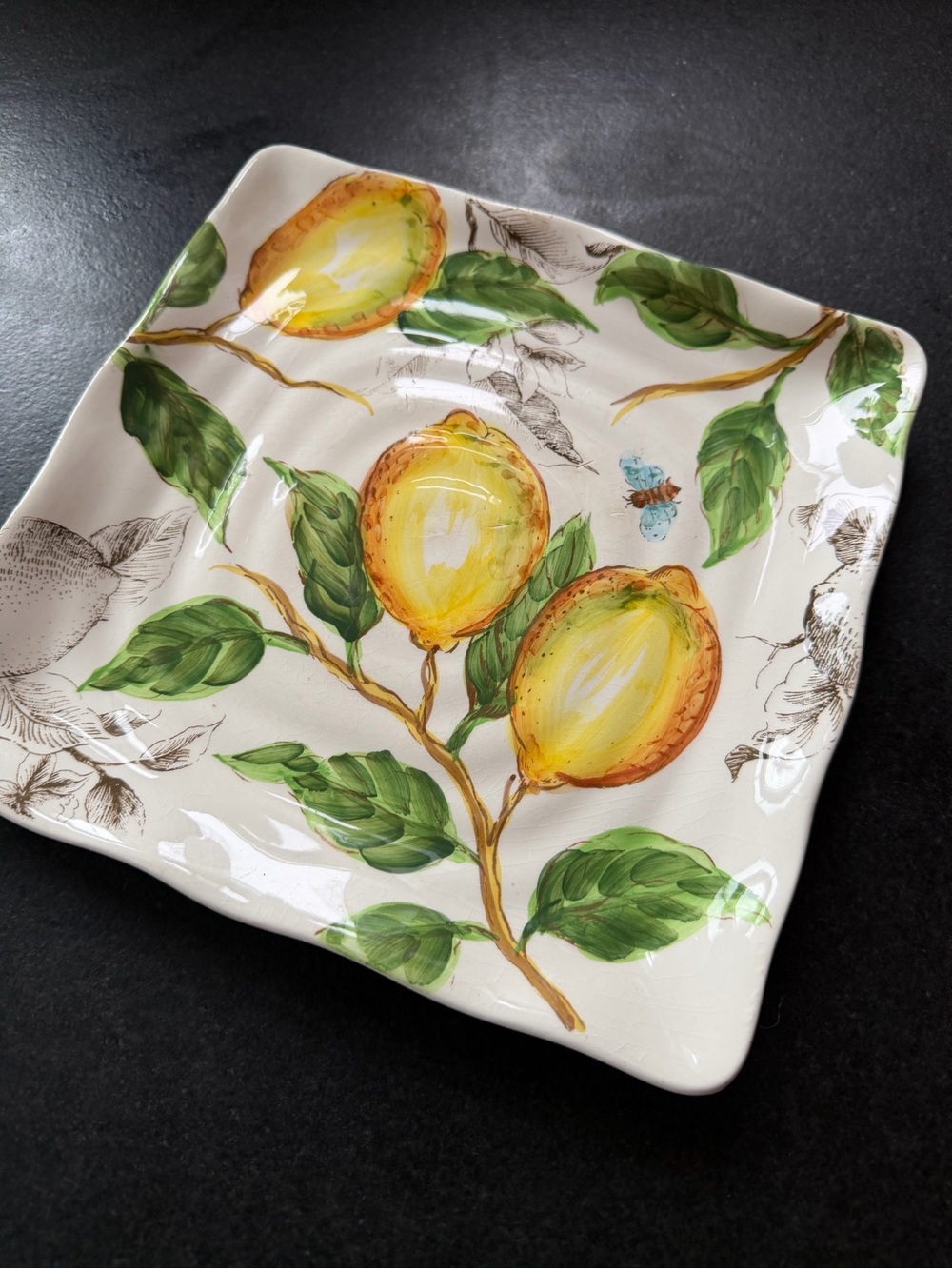 Maxcera Sketch Lemon square plate platter 9”